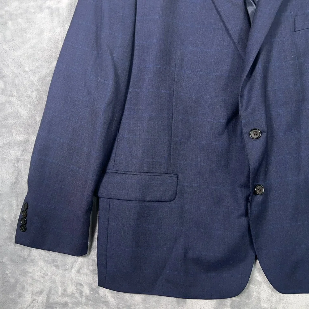 Lauren Ralph Lauren Blue Plaid Blazer Mens 50R Suit Jacket Stretch Sport Coat